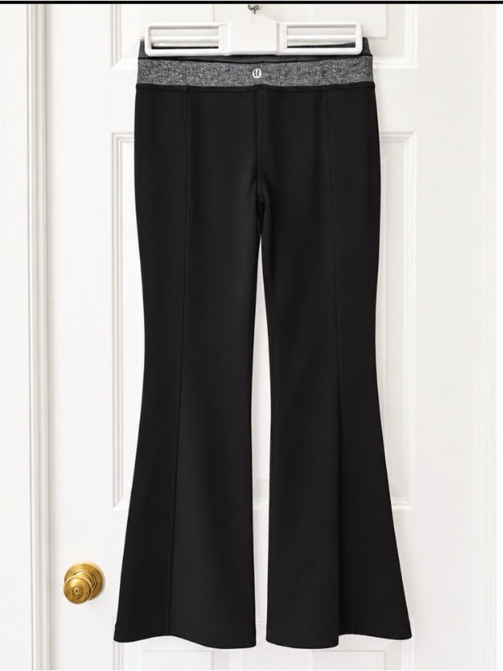 lululemon athletica Black Flare Pants with Heather Gray Waistband